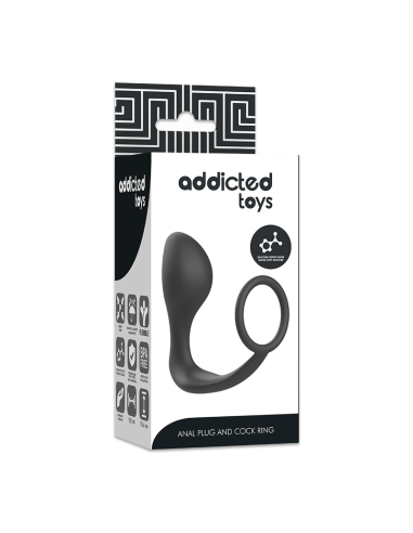 ADDICTED TOYS - PLUG ANAL CON ANILLO SILICONA NEGRO