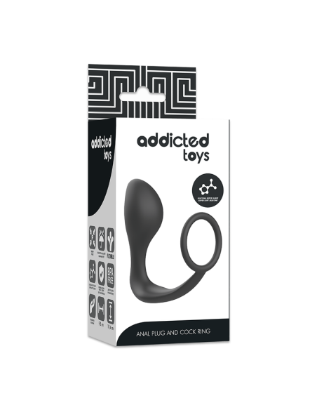 ADDICTED TOYS - PLUG ANAL CON ANILLO SILICONA NEGRO