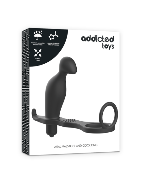 ADDICTED TOYS - PLUG ANAL CON ANILLO SILICONA NEGRO 12 CM