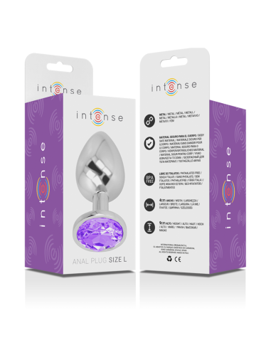 INTENSE - PLUG ANAL METAL ALUMINIO CON CRISTAL VIOLETA TALLA L