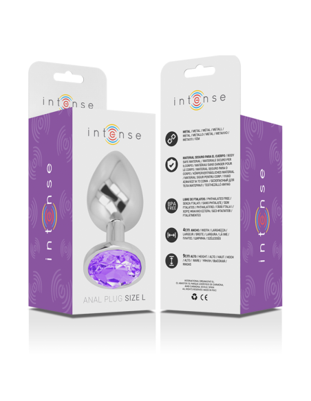 INTENSE - PLUG ANAL METAL ALUMINIO CON CRISTAL VIOLETA TALLA L