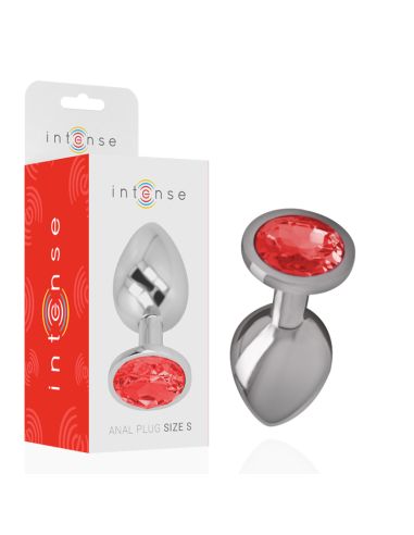 INTENSE - PLUG ANAL METAL ALUMINIO CON CRISTAL ROJO TALLA S