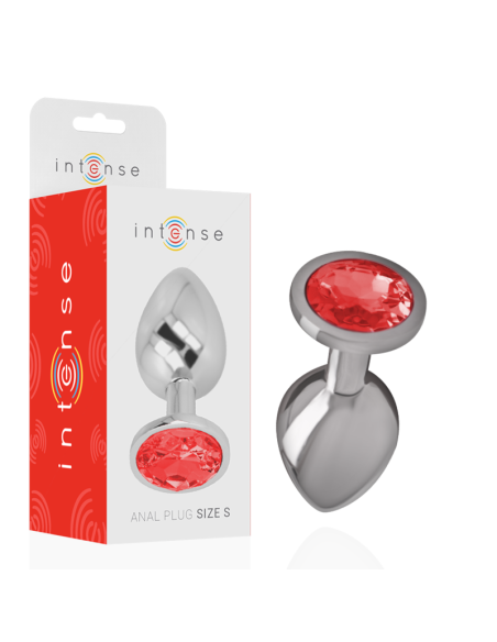 INTENSE - PLUG ANAL METAL ALUMINIO CON CRISTAL ROJO TALLA S