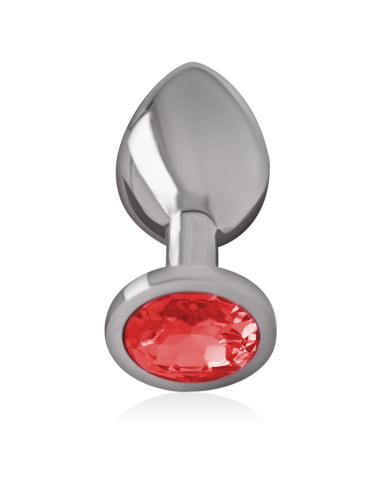 INTENSE - PLUG ANAL METAL ALUMINIO CON CRISTAL ROJO TALLA S
