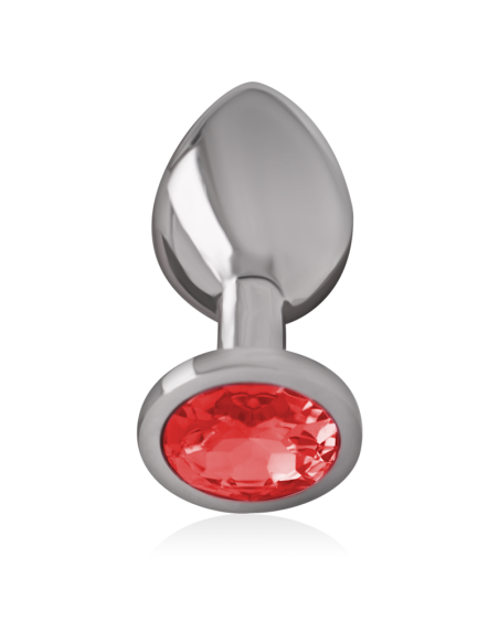 INTENSE - PLUG ANAL METAL ALUMINIO CON CRISTAL ROJO TALLA S