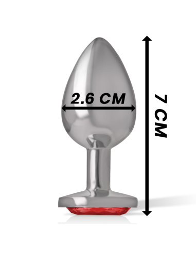 INTENSE - PLUG ANAL METAL ALUMINIO CON CRISTAL ROJO TALLA S