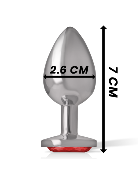 INTENSE - PLUG ANAL METAL ALUMINIO CON CRISTAL ROJO TALLA S