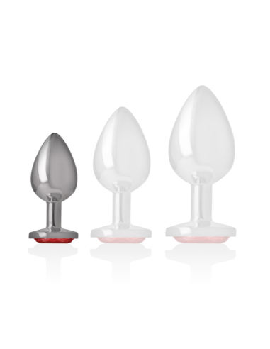INTENSE - PLUG ANAL METAL ALUMINIO CON CRISTAL ROJO TALLA S