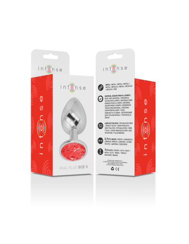 INTENSE - PLUG ANAL METAL ALUMINIO CON CRISTAL ROJO TALLA S