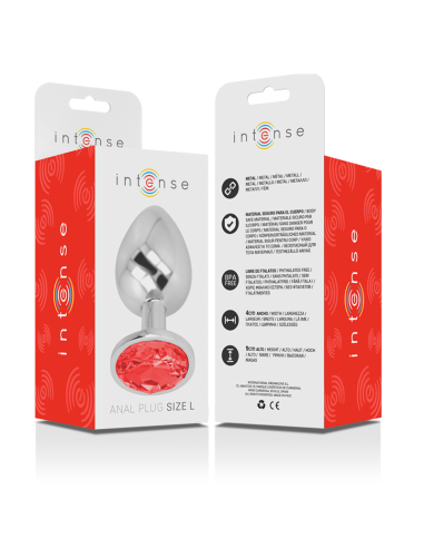 INTENSE - PLUG ANAL METAL ALUMINIO CON CRISTAL ROJO TALLA L