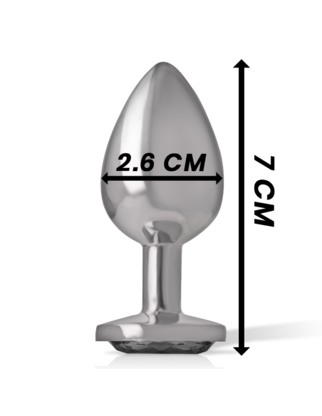 INTENSE - PLUG ANAL METAL ALUMINIO CON CRISTAL NEGRO TALLA S