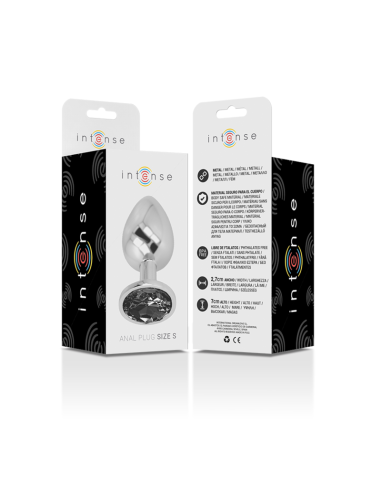 INTENSE - PLUG ANAL METAL ALUMINIO CON CRISTAL NEGRO TALLA S