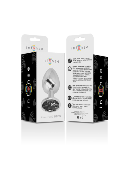 INTENSE - PLUG ANAL METAL ALUMINIO CON CRISTAL NEGRO TALLA S