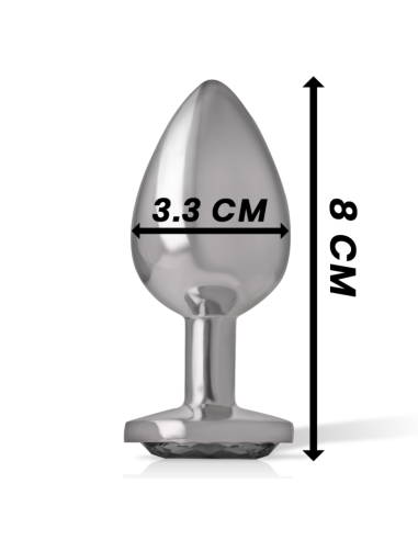 INTENSE - PLUG ANAL METAL ALUMINIO CON CRISTAL NEGRO TALLA M