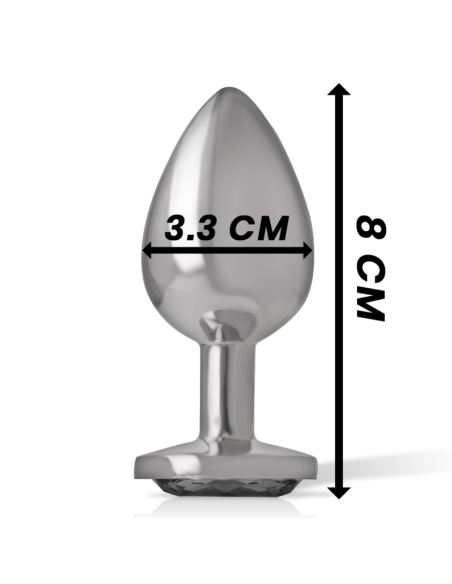 INTENSE - PLUG ANAL METAL ALUMINIO CON CRISTAL NEGRO TALLA M