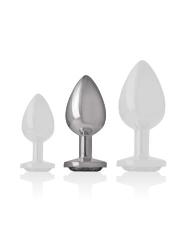 INTENSE - PLUG ANAL METAL ALUMINIO CON CRISTAL NEGRO TALLA M