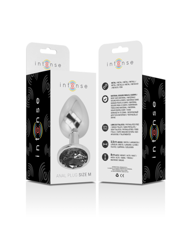 INTENSE - PLUG ANAL METAL ALUMINIO CON CRISTAL NEGRO TALLA M