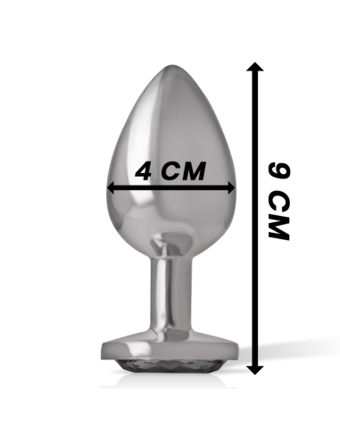 INTENSE - PLUG ANAL METAL ALUMINIO CON CRISTAL NEGRO TALLA L