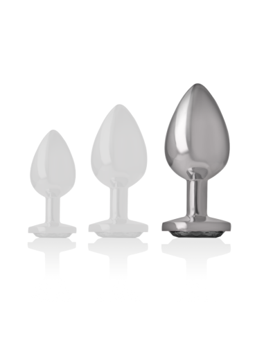 INTENSE - PLUG ANAL METAL ALUMINIO CON CRISTAL NEGRO TALLA L
