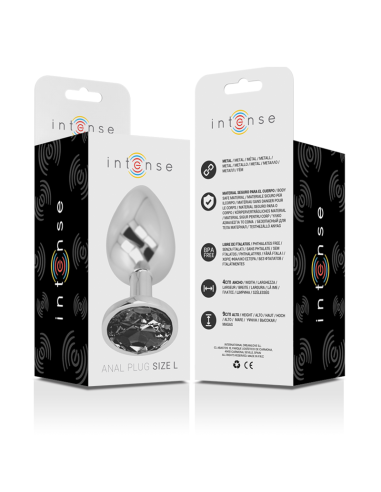 INTENSE - PLUG ANAL METAL ALUMINIO CON CRISTAL NEGRO TALLA L