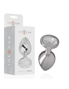 INTENSE - PLUG ANAL METAL ALUMINIO CON CRISTAL PLATA TALLA S