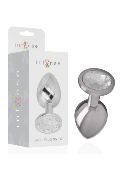 INTENSE - PLUG ANAL METAL ALUMINIO CON CRISTAL PLATA TALLA S
