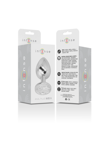 INTENSE - PLUG ANAL METAL ALUMINIO CON CRISTAL PLATA TALLA S