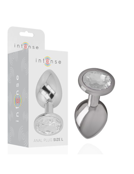 INTENSE - PLUG ANAL METAL ALUMINIO CON CRISTAL PLATA TALLA L