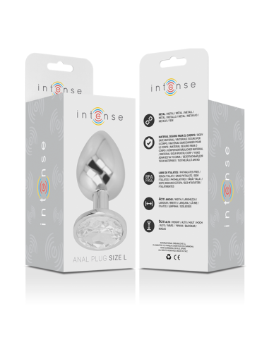 INTENSE - PLUG ANAL METAL ALUMINIO CON CRISTAL PLATA TALLA L