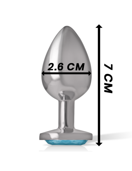 INTENSE - PLUG ANAL METAL ALUMINIO CON CRISTAL AZUL TALLA S