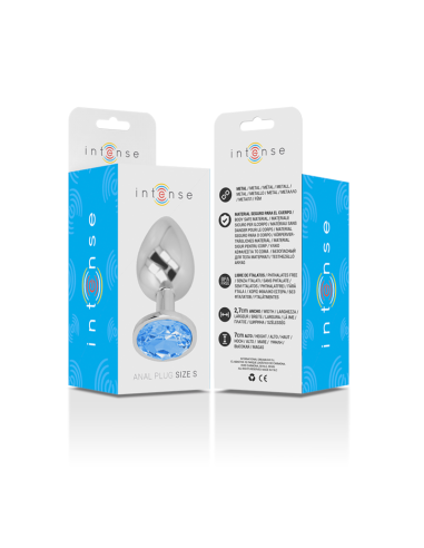 INTENSE - PLUG ANAL METAL ALUMINIO CON CRISTAL AZUL TALLA S