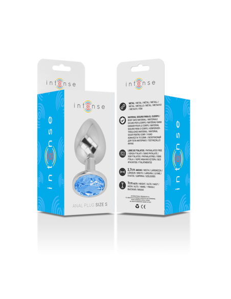 INTENSE - PLUG ANAL METAL ALUMINIO CON CRISTAL AZUL TALLA S