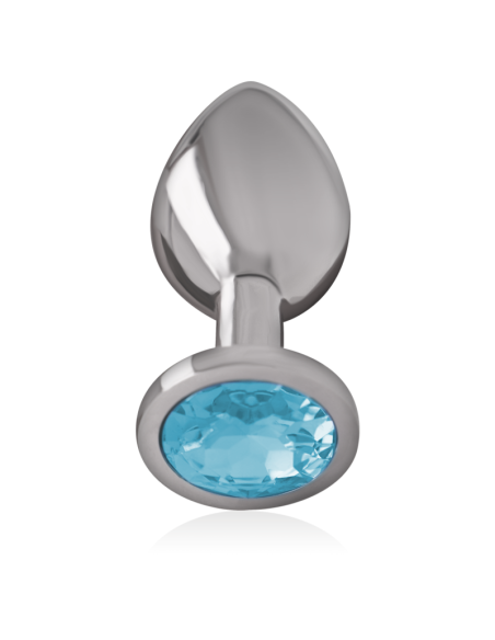 INTENSE - PLUG ANAL METAL ALUMINIO CON CRISTAL AZUL TALLA M