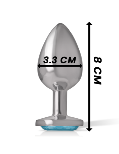 INTENSE - PLUG ANAL METAL ALUMINIO CON CRISTAL AZUL TALLA M