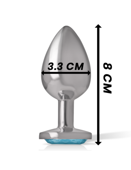 INTENSE - PLUG ANAL METAL ALUMINIO CON CRISTAL AZUL TALLA M