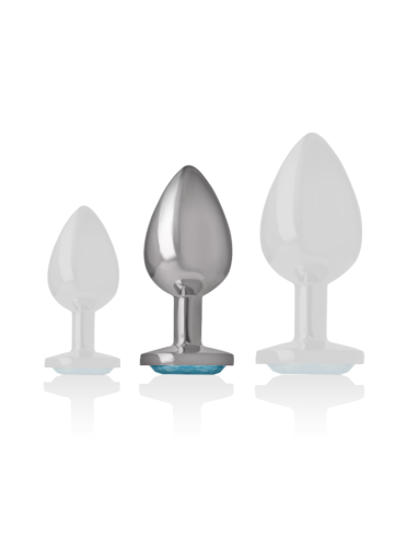 INTENSE - PLUG ANAL METAL ALUMINIO CON CRISTAL AZUL TALLA M