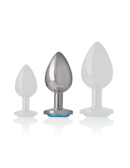 INTENSE - PLUG ANAL METAL ALUMINIO CON CRISTAL AZUL TALLA M