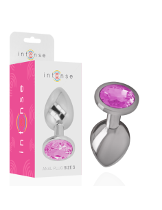 INTENSE - PLUG ANAL METAL ALUMINIO CON CRISTAL ROSA TALLA S