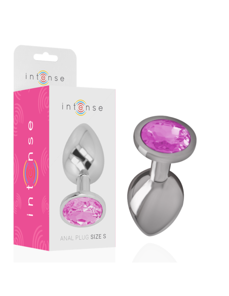 INTENSE - PLUG ANAL METAL ALUMINIO CON CRISTAL ROSA TALLA S