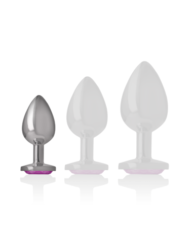INTENSE - PLUG ANAL METAL ALUMINIO CON CRISTAL ROSA TALLA S