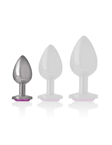 INTENSE - PLUG ANAL METAL ALUMINIO CON CRISTAL ROSA TALLA S