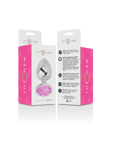 INTENSE - PLUG ANAL METAL ALUMINIO CON CRISTAL ROSA TALLA S