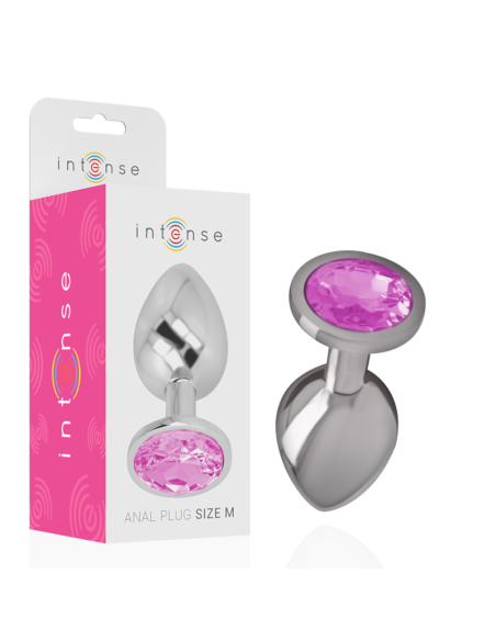 INTENSE - PLUG ANAL METAL ALUMINIO CON CRISTAL ROSA TALLA M
