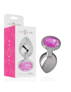 INTENSE - PLUG ANAL METAL ALUMINIO CON CRISTAL ROSA TALLA L