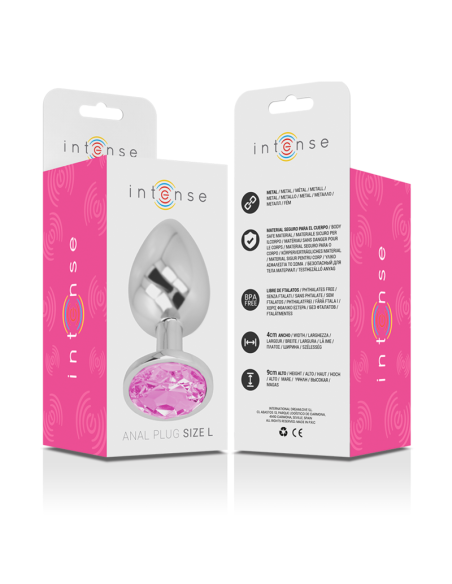 INTENSE - PLUG ANAL METAL ALUMINIO CON CRISTAL ROSA TALLA L