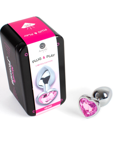 SECRETPLAY - METAL BUTT PLUG CORAZÓN FUCSIA TALLA S 7 CM