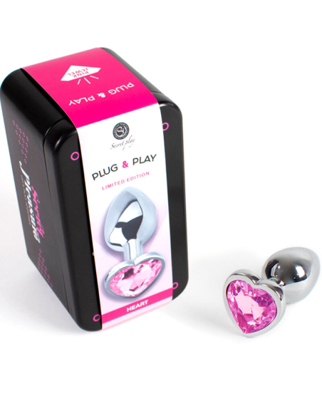 SECRETPLAY - METAL BUTT PLUG CORAZÓN FUCSIA TALLA S 7 CM
