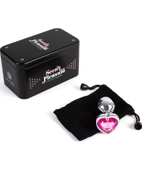 SECRETPLAY - METAL BUTT PLUG CORAZÓN FUCSIA TALLA S 7 CM