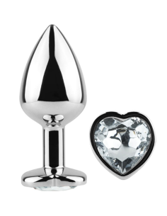 SECRETPLAY - METAL BUTT PLUG CORAZÓN TRANSPARENTE TALLA S 7 CM