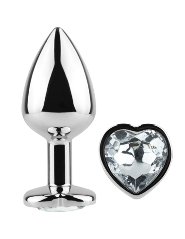 SECRETPLAY - METAL BUTT PLUG CORAZÓN TRANSPARENTE TALLA S 7 CM